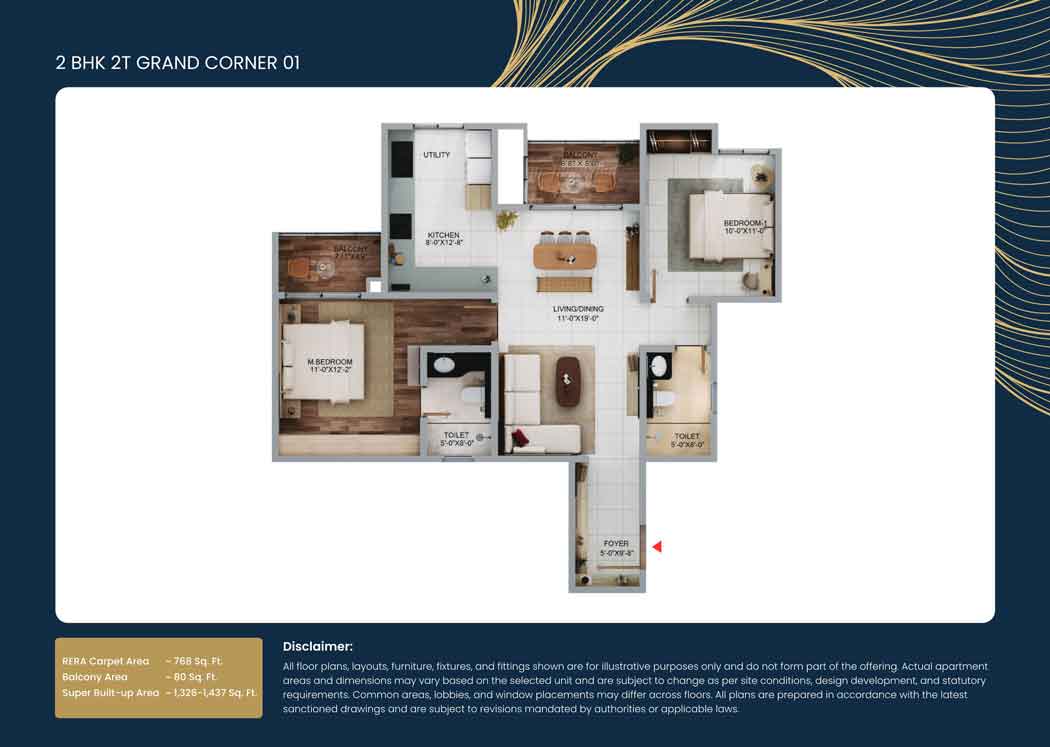 2 bed floor plan purva flow KIADB