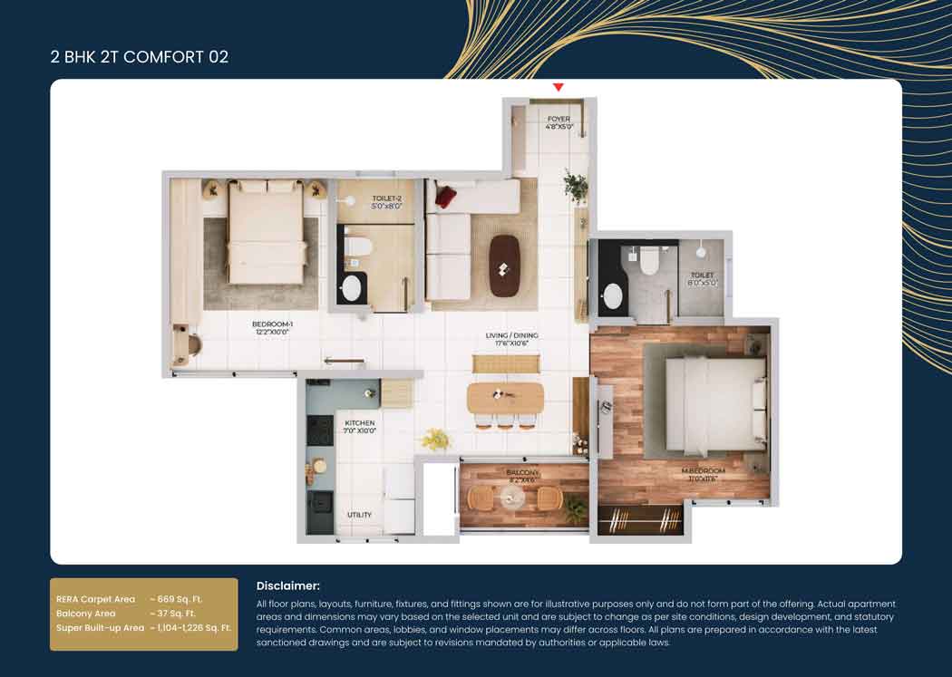 2 bed floor plan Purva northern lights Bagalur