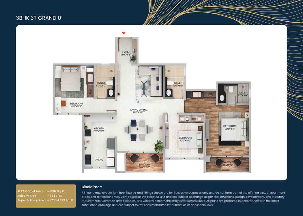 Purva KIADB Bagalur 3 bed floor plan