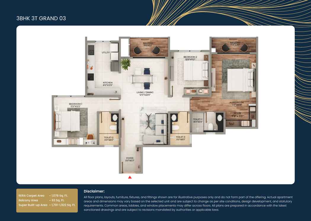purva northern lights KIADB 3 bed floor plan