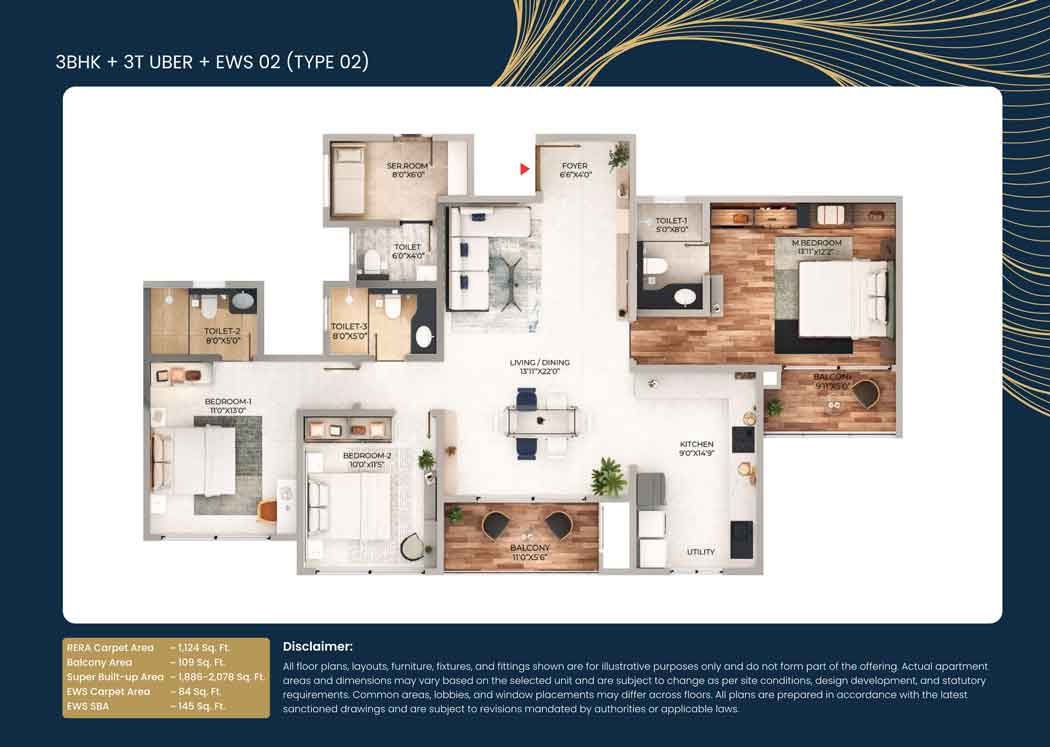 3 bed floor plan purva KIADB Bagalur