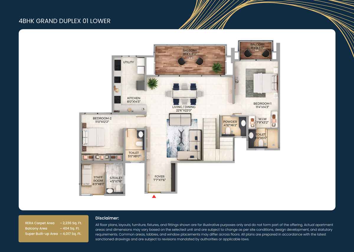 4 BED floor plan purva Northern lights KIADB