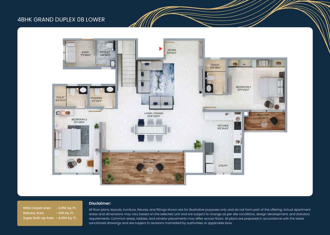 4 bed duplex floor plan purva northern lights
